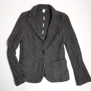 Vtg J Crew Chunky Wool Blazer Jacket Gray Bella Y2K Preppy USA 90's Women Medium